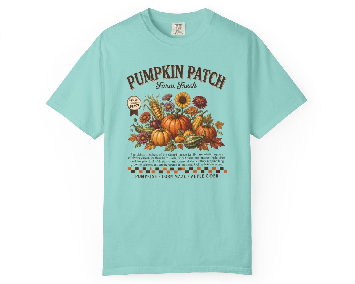Farm fresh pumpkin patch graphic tee in Chalky Mint — heavyweight garment-dyed cotton t-shirt