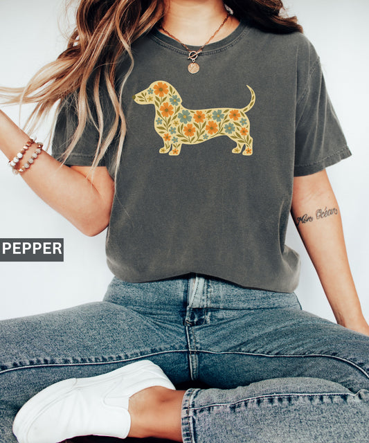Dachshund Comfort Colors® Floral shirt