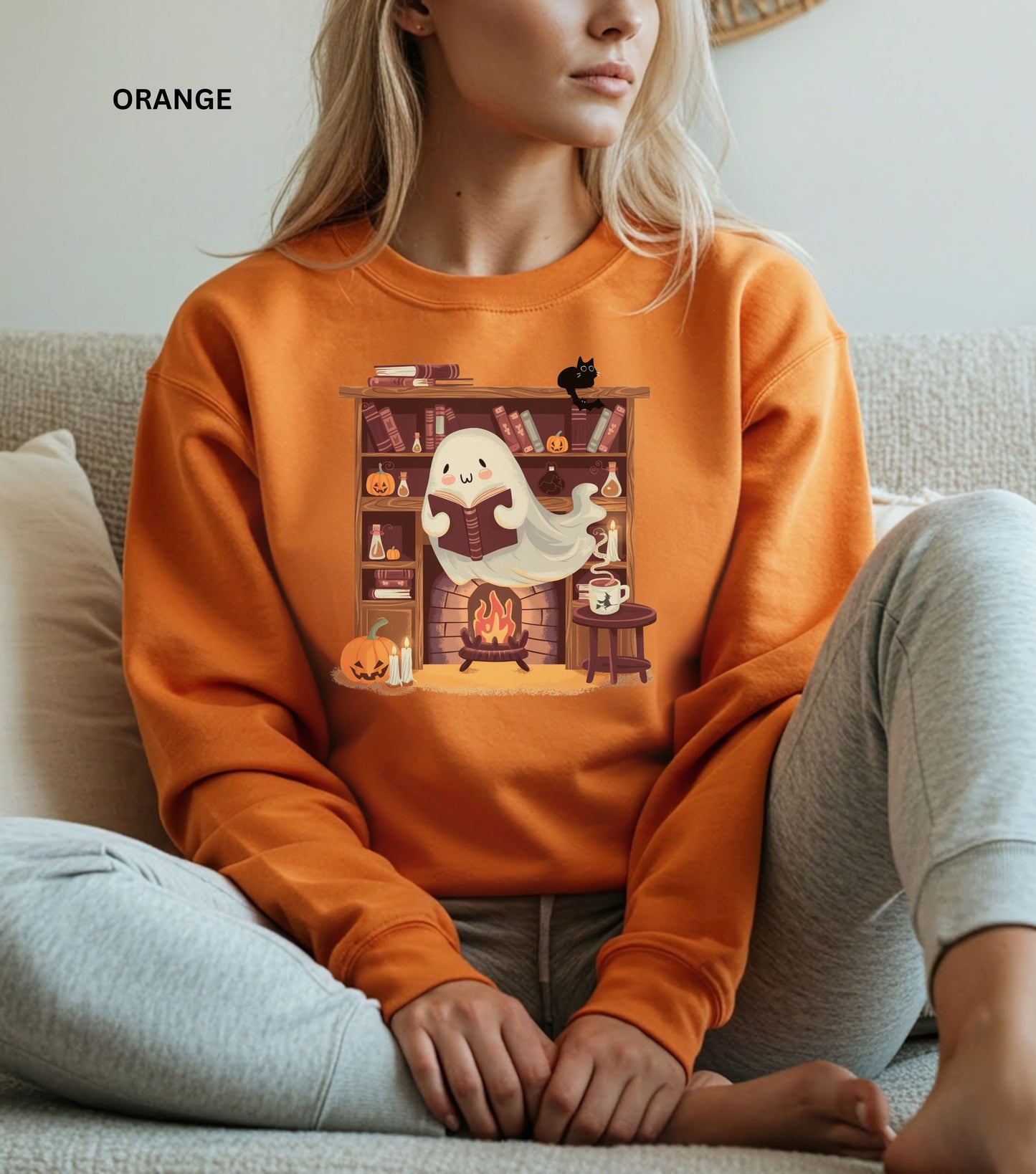 Book Lover Ghost Halloween Sweatshirt