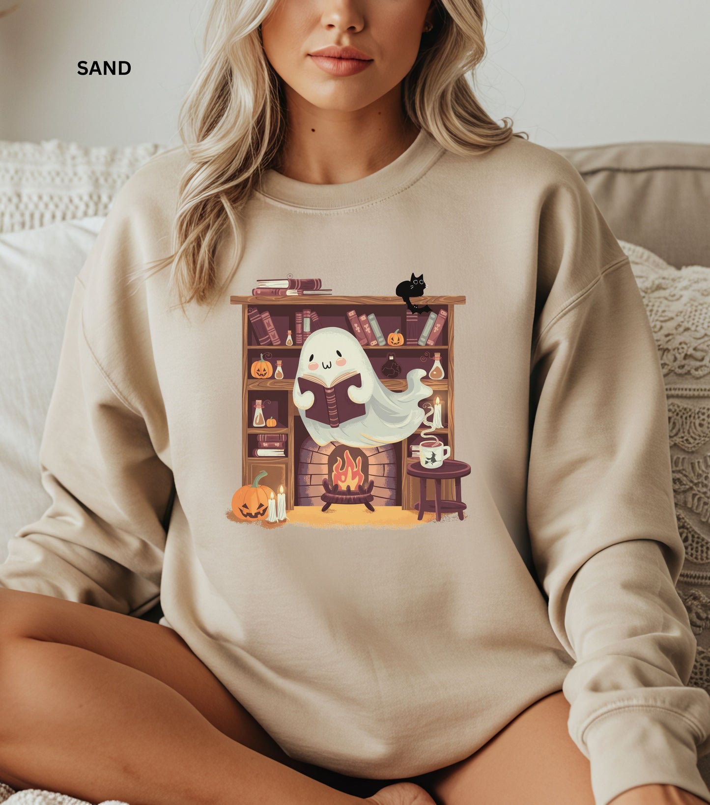 Book Lover Ghost Halloween Sweatshirt