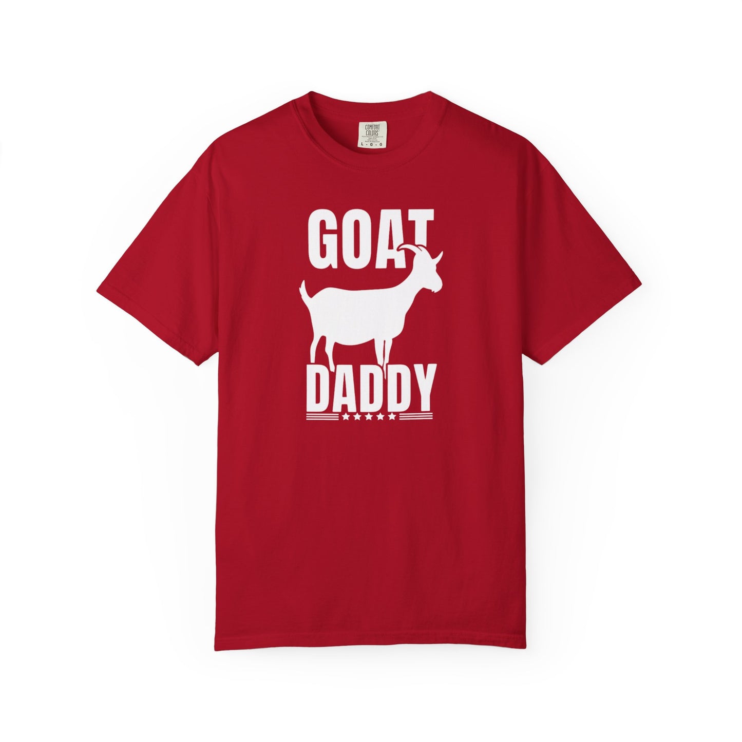 GOAT Daddy funny goat dad graphic tee in Red — Comfort Colors garment-dyed Father's Day shirt