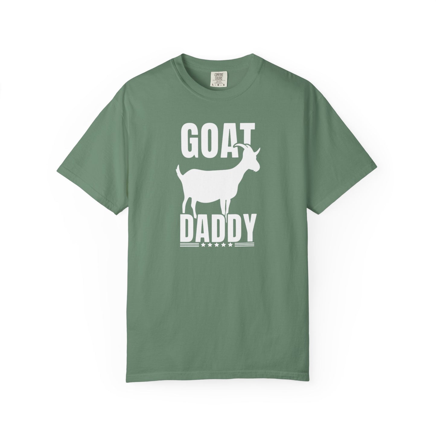 GOAT Daddy funny goat dad graphic tee in Light green — Comfort Colors garment-dyed Father's Day shirt