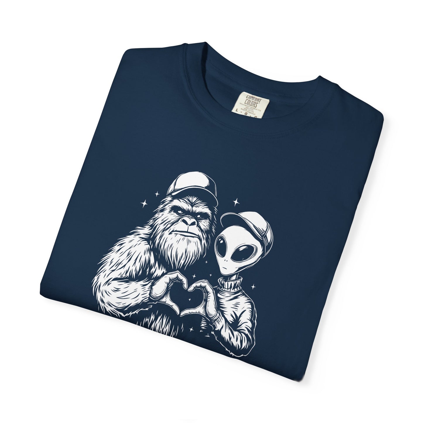 Bigfoot and Alien Heart T-shirt