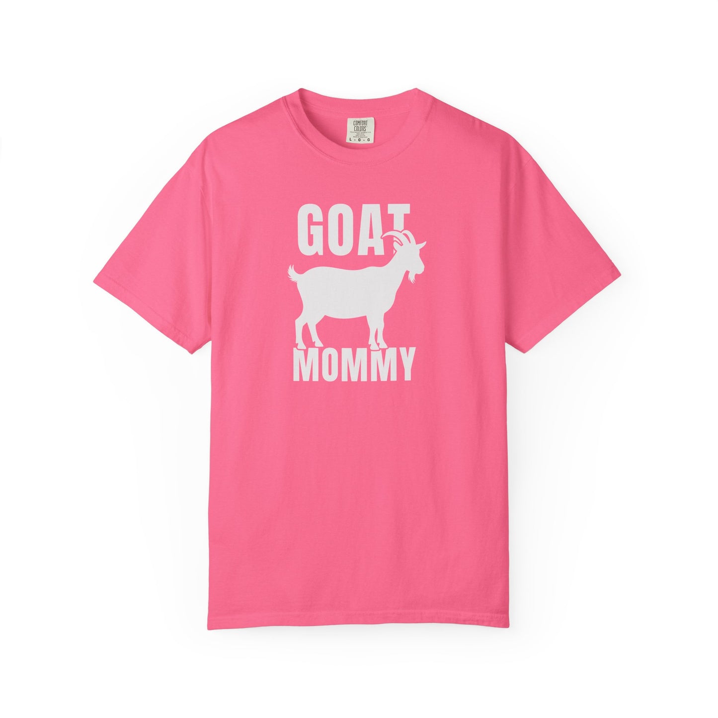 Goat Mommy funny goat mom graphic tee in  Crunchberry — Comfort Colors garment-dyed farm mom shirt