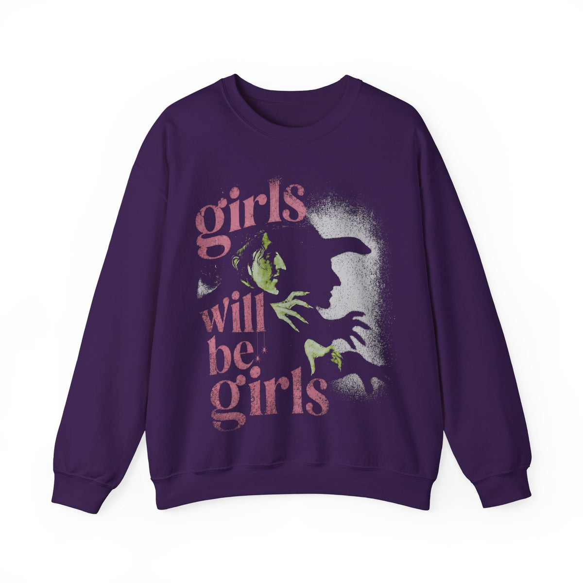 Girls Will Be Girls retro graphic crewneck sweatshirt in Purple 50/50 cotton-poly blend