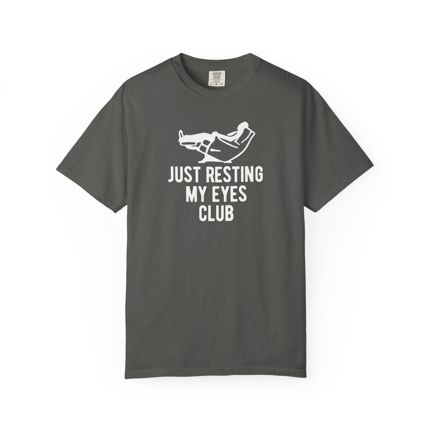 Just Resting My Eyes Club T-shirt in Pepper — funny garment-dyed graphic tee
