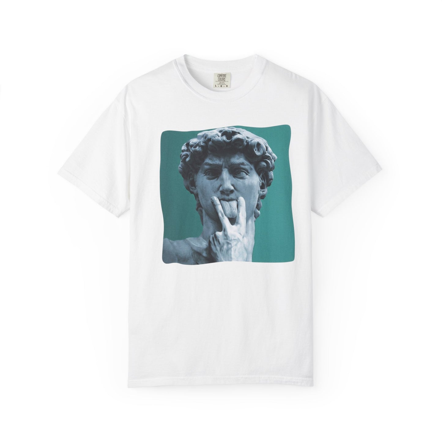 Statue of David Pop Art t-shirt in White — heavyweight garment-dyed cotton tee
