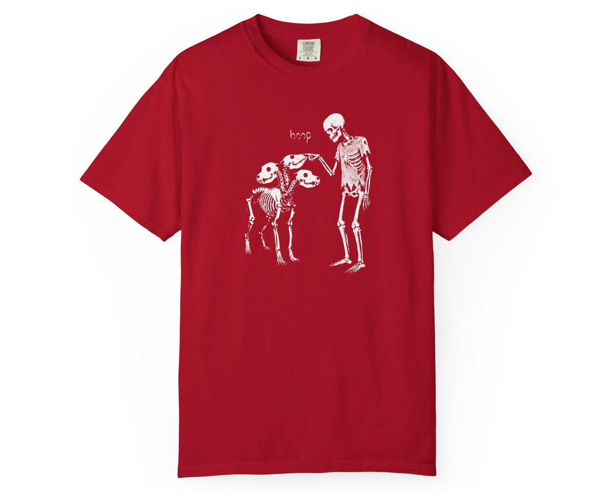 Red garment-dyed Boop Skeleton Cerberus graphic t-shirt — GodaStudio
