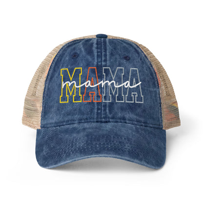 Embroidered MAMA Washed Mesh-Back Cap
