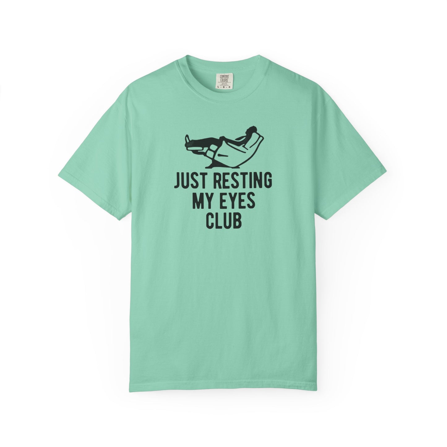 Just Resting My Eyes Club T-shirt in Island reef  — funny garment-dyed graphic tee