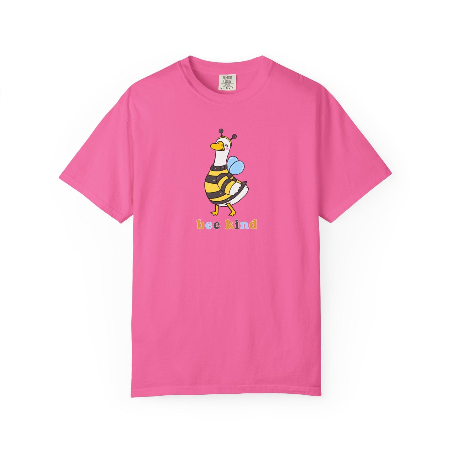 Bee Kind Silly Goose T-Shirt in neon pink — funny bee costume graphic tee