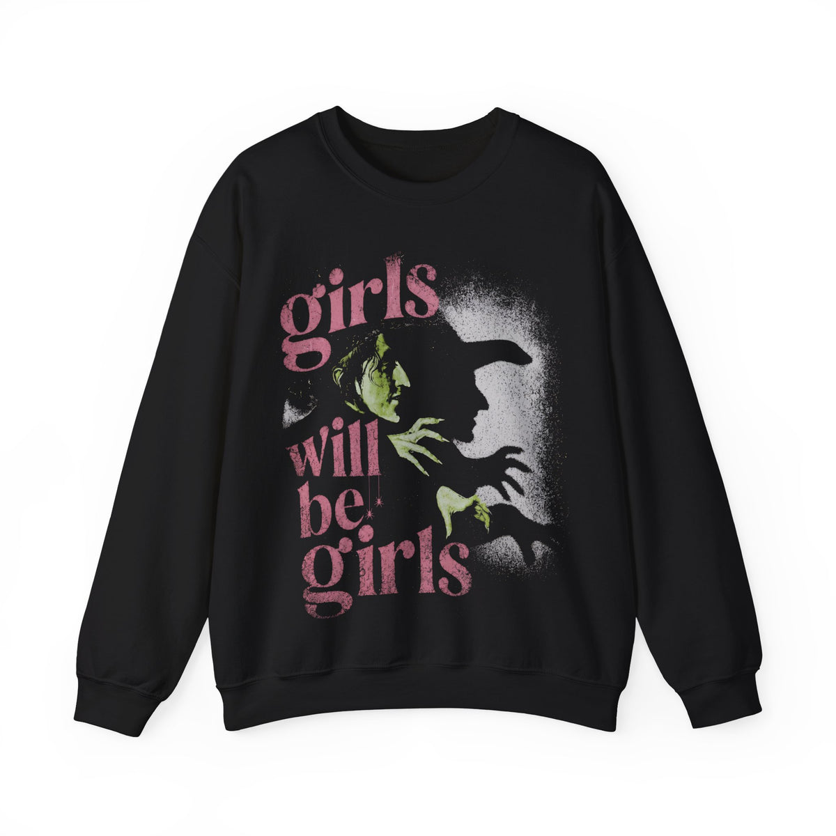 Girls Will Be Girls retro graphic crewneck sweatshirt in Black 50/50 cotton-poly blend