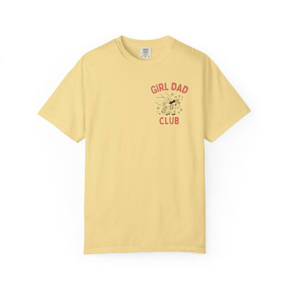 Girl Dad Club butter t-shirt with graphic print on a plain background