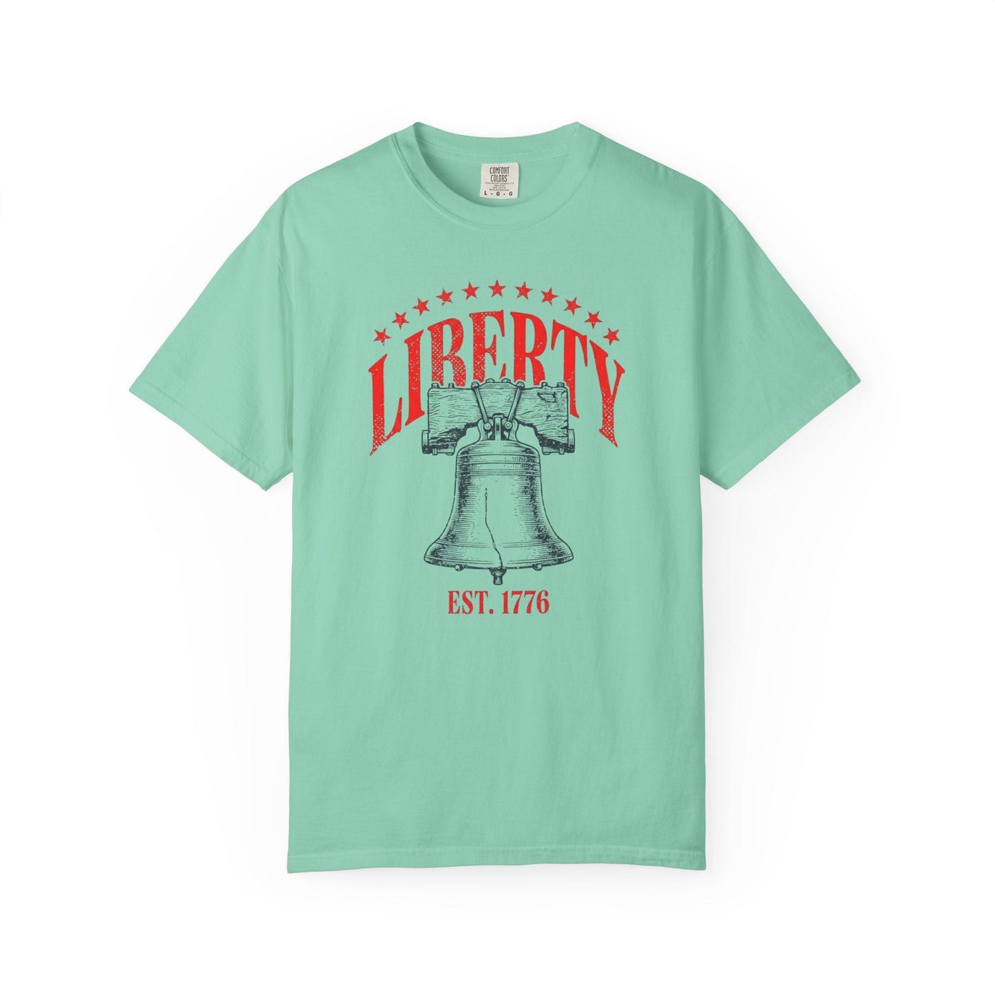 Liberty Bell T-Shirt EST. 1776 in Island reef — vintage garment-dyed patriotic tee