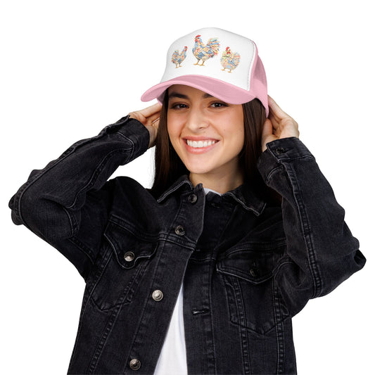 Colorful Rooster Trio Trucker Hat