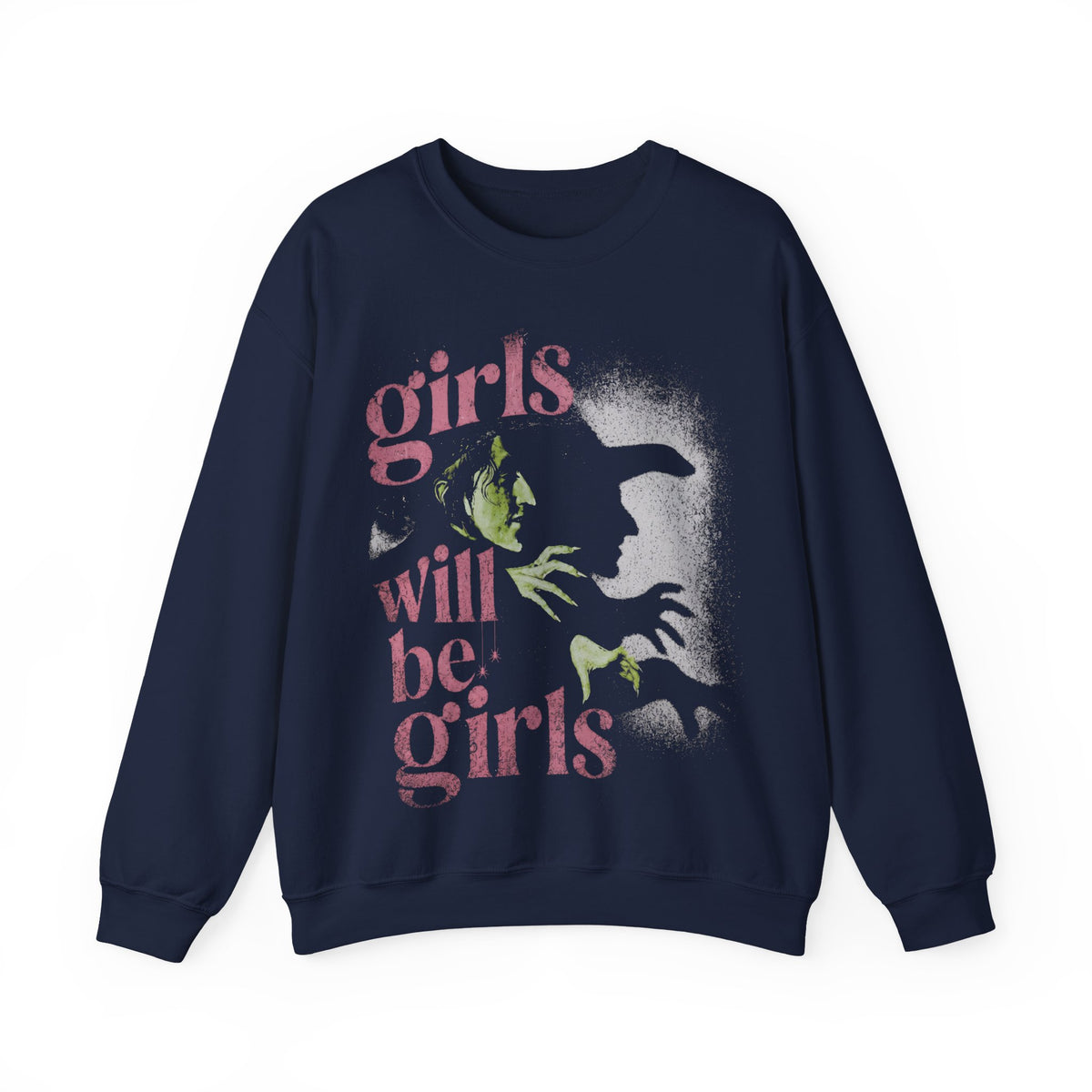 Girls Will Be Girls retro graphic crewneck sweatshirt in Navy 50/50 cotton-poly blend
