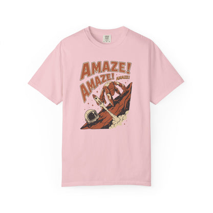Amaze Rocky Comfort Colors Shirt in Blossom – sci-fi graphic tee, soft garment-dyed unisex fit
