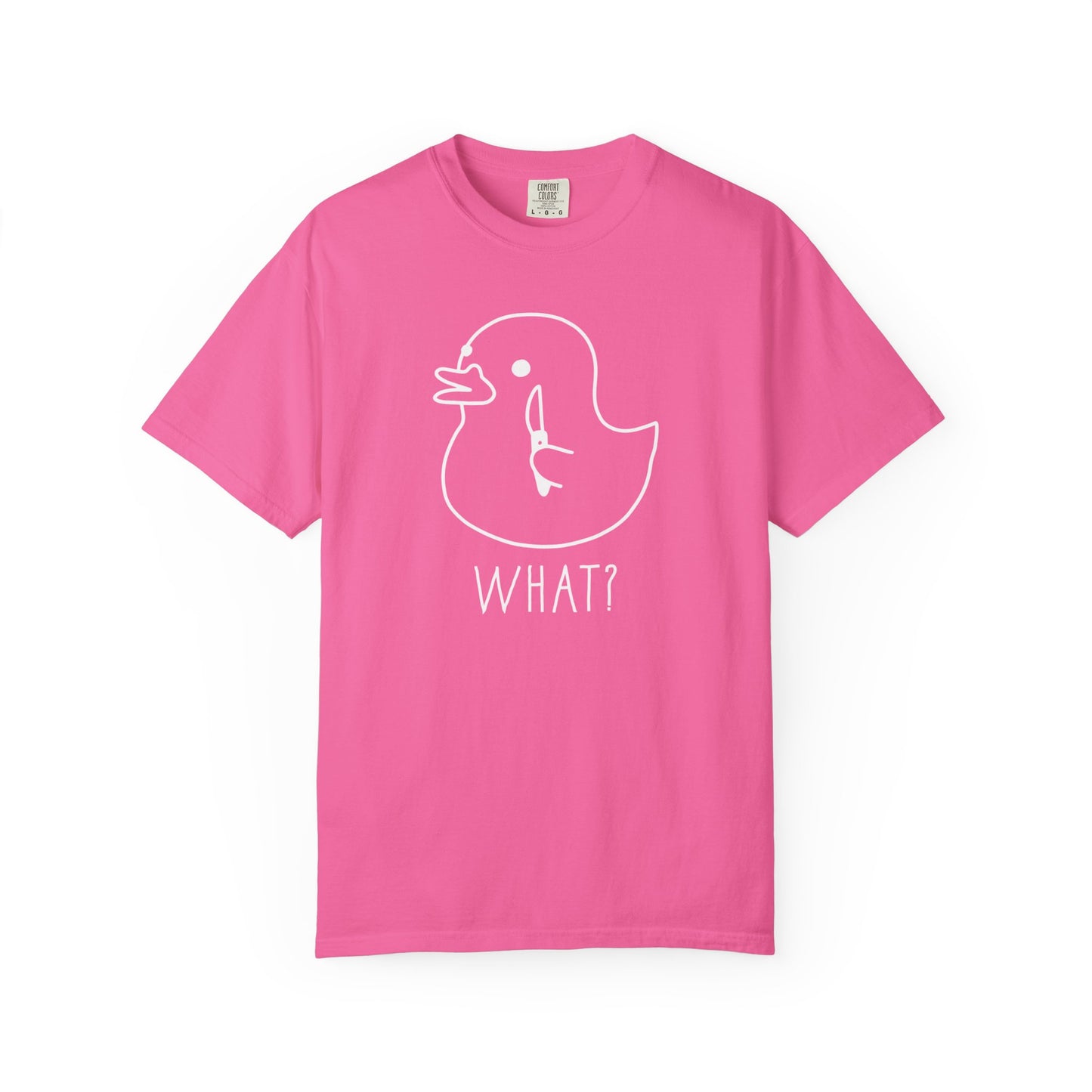 Silly Goose WHAT? Graphic T-Shirt in NEON PINK — funny garment dyed goose meme tee