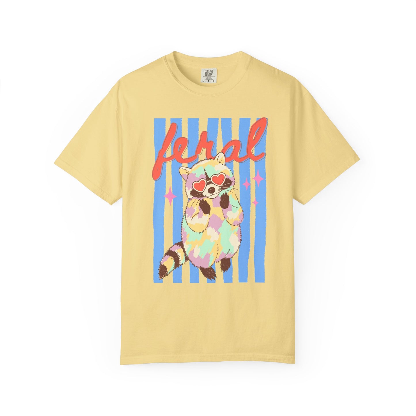 Raccoon Vibes T-Shirt in Butter color– relaxed fit raccoon tee