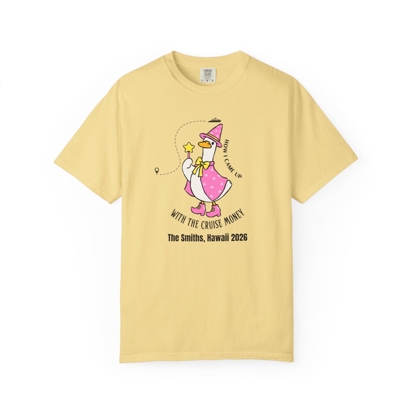 Silly Goose Cruise Money T-Shirt in Butter — funny cruise graphic tee, garment-dyed Comfort Colors 1717

