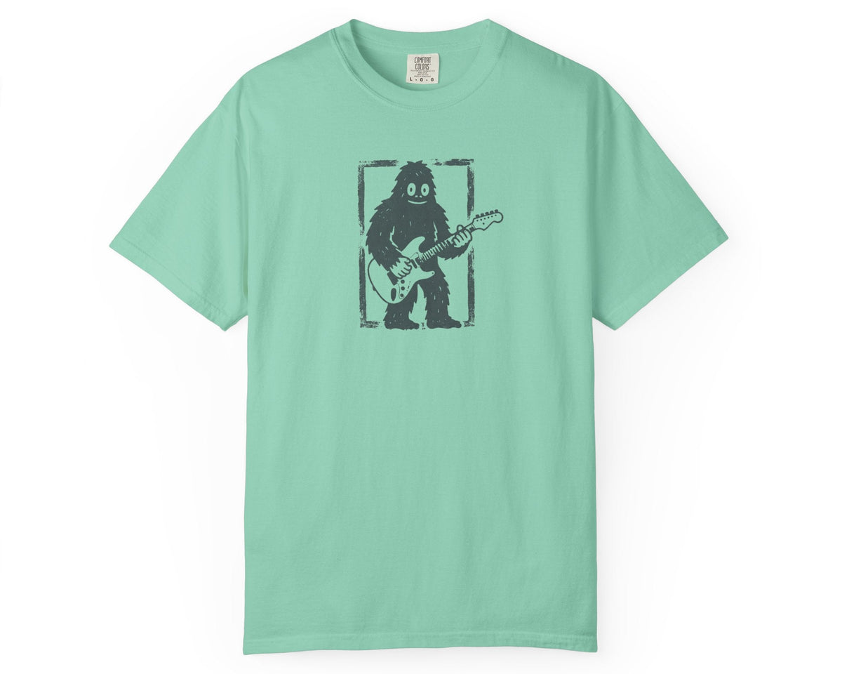 Island Reef garment-dyed Bigfoot guitar graphic tee, heavyweight ring-spun cotton vintage band shirt