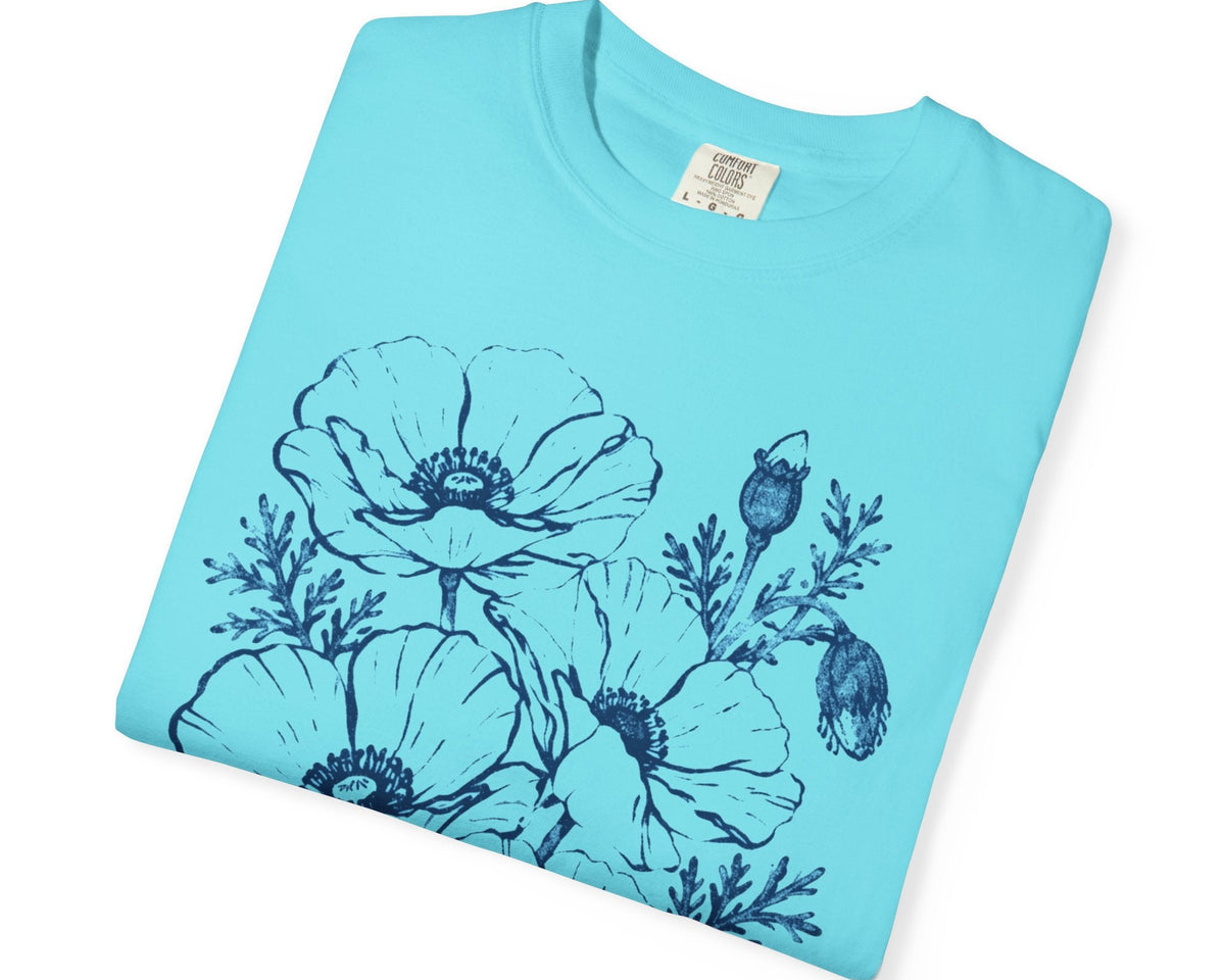 Floral Poppy Sketch T-Shirt — Vintage Botanical Tee