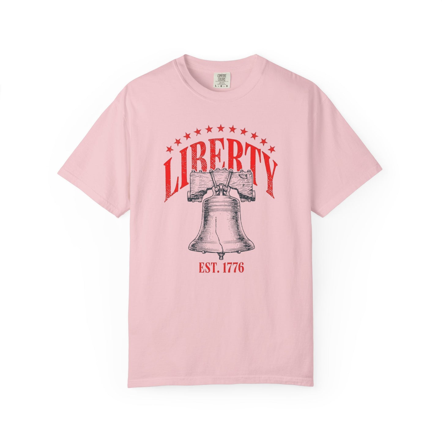 Liberty Bell T-Shirt EST. 1776 in Blossom — vintage garment-dyed patriotic tee