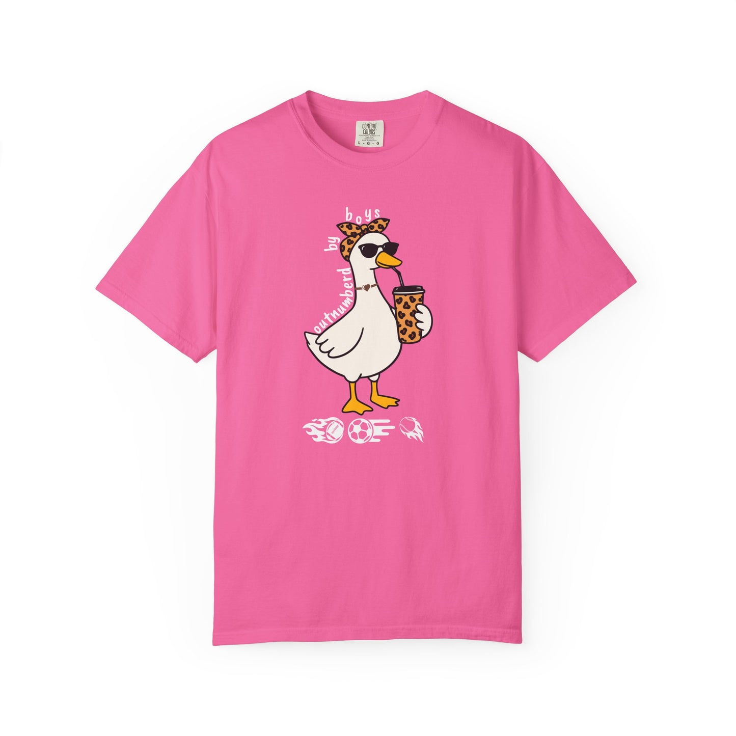 Comfort Colors funny boy mom goose shirt in neon pink — garment dyed graphic tee
