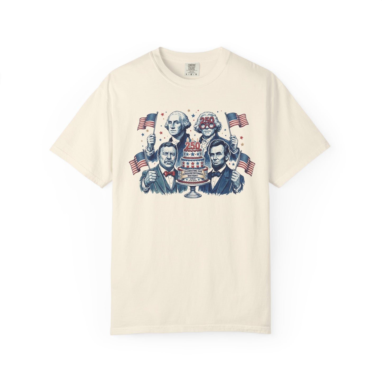 Founding Fathers Birthday Party T-Shirt in Ivory — America 250th anniversary patriotic graphic tee