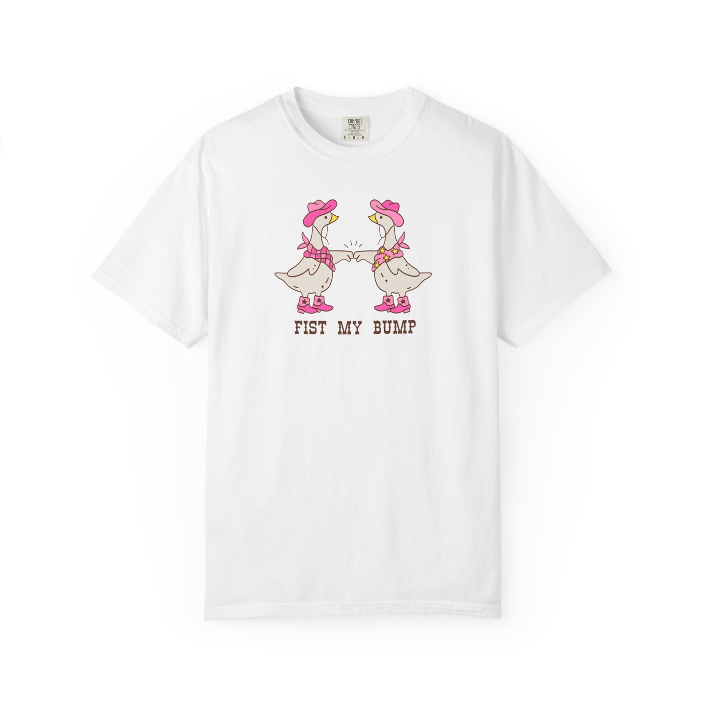 Funny Western Goose T-Shirt in White— "Fist My Bump" silly graphic tee