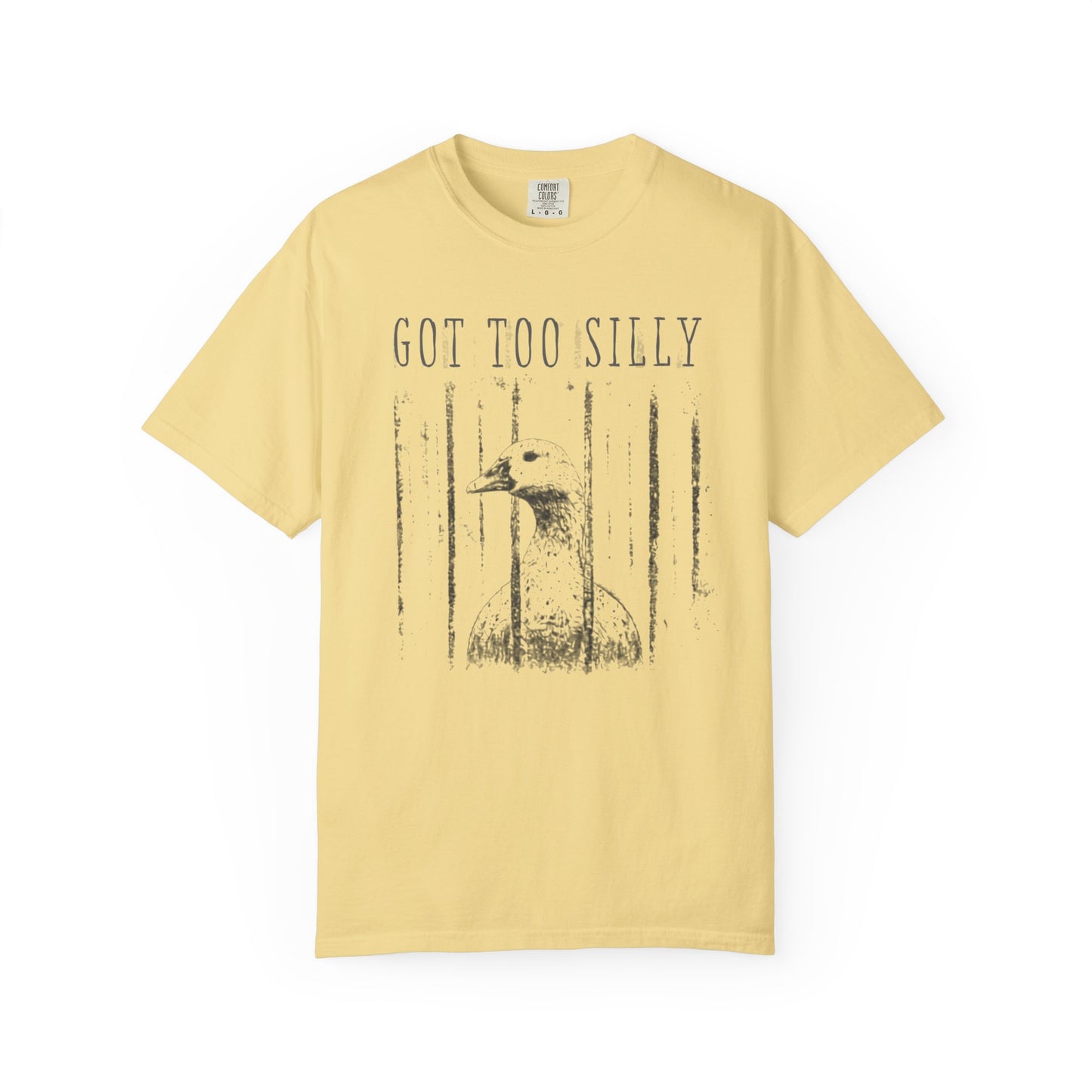 Butter t-shirt with graphic design and text 'GOT TOO SILLY' on a white background