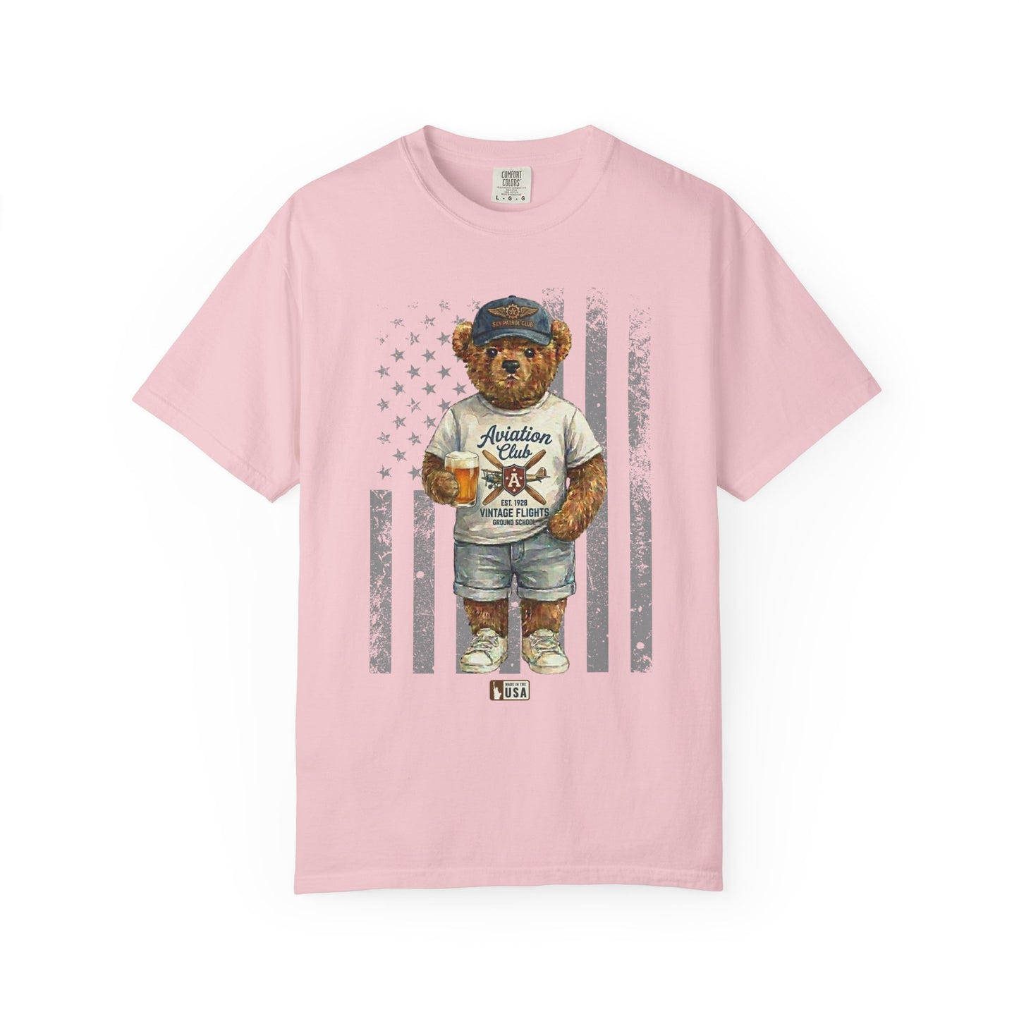 blossom t-shirt with a teddy bear graphic on a white background