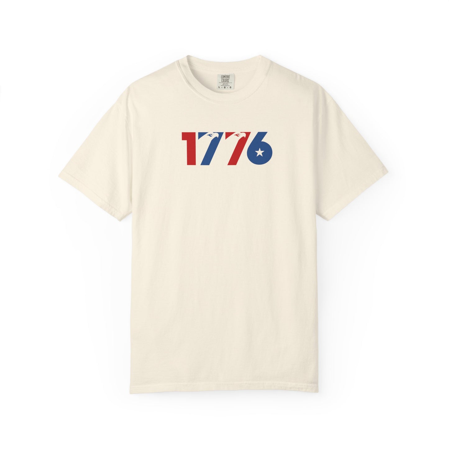 ivoryt-shirt with '1776' design on a white background