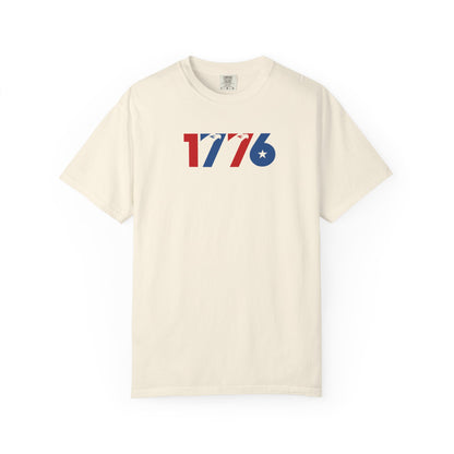ivoryt-shirt with '1776' design on a white background