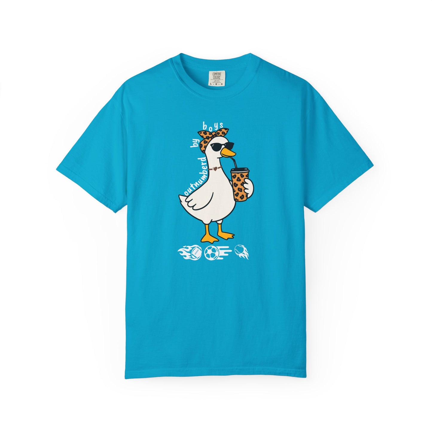 Comfort Colors funny boy mom goose shirt in sapphire — garment dyed graphic tee
