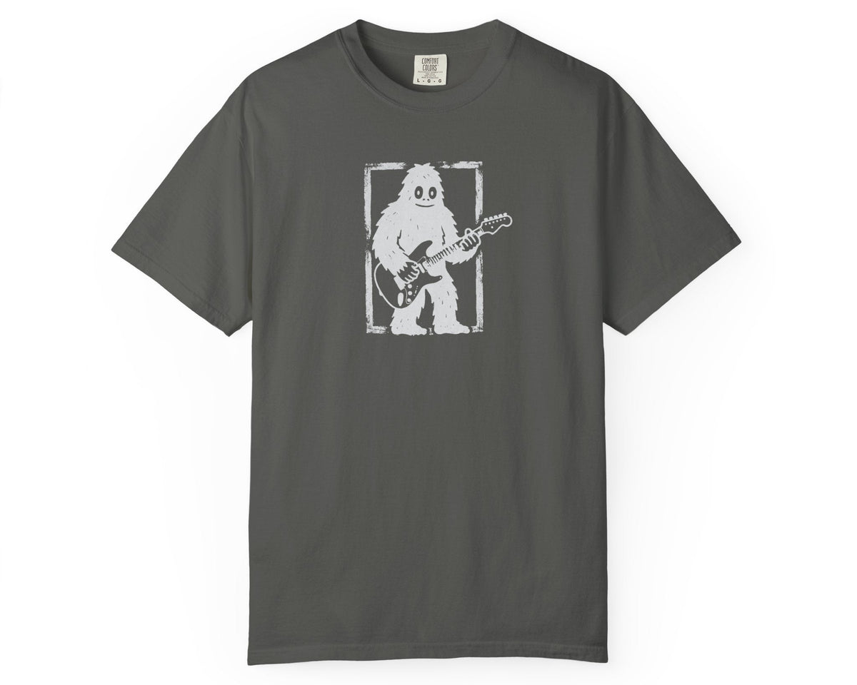 Pepper garment-dyed Bigfoot guitar graphic tee, heavyweight ring-spun cotton vintage band shirt