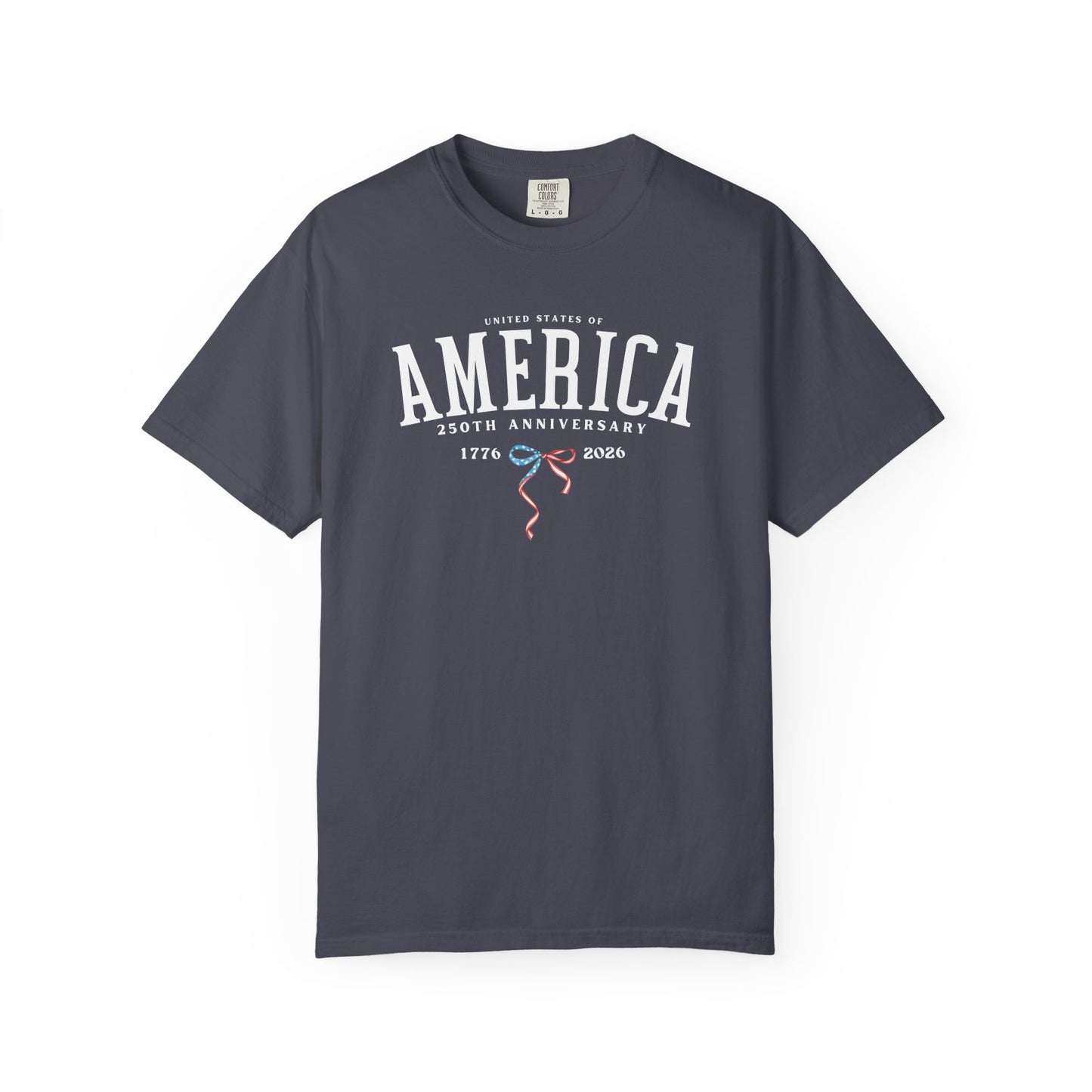 America 250th Anniversary T-Shirt in Navy — vintage garment-dyed patriotic tee