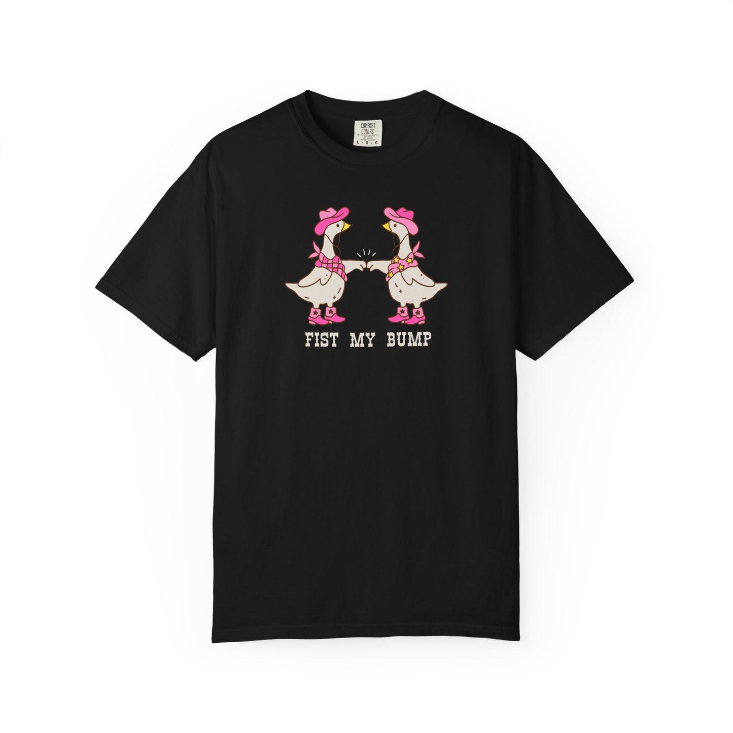 Funny Western Goose T-Shirt in Black— "Fist My Bump" silly graphic tee