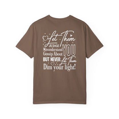 espresso t-shirt with motivational quote on the back against a white background