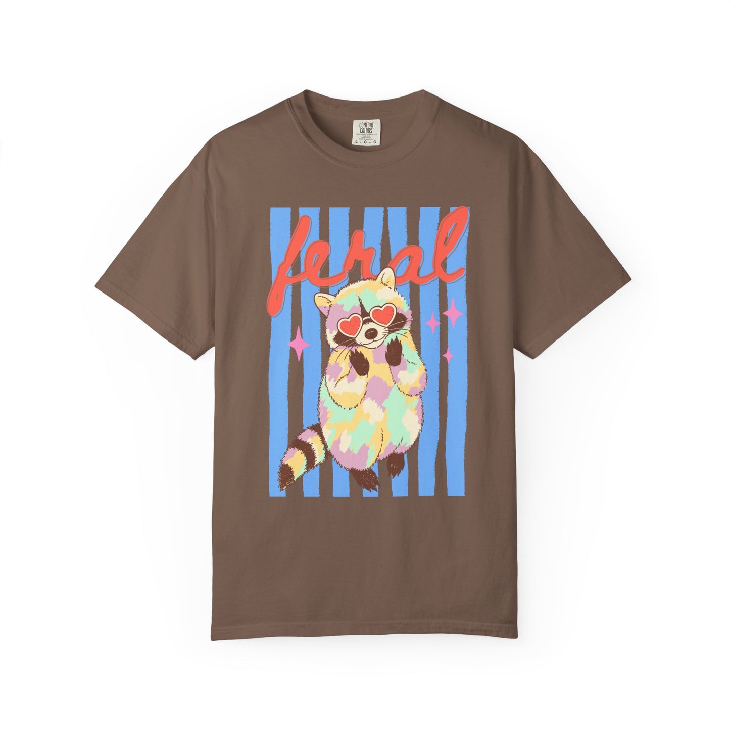 Raccoon Vibes T-Shirt in espresso color – vintage-wash casual graphic tee