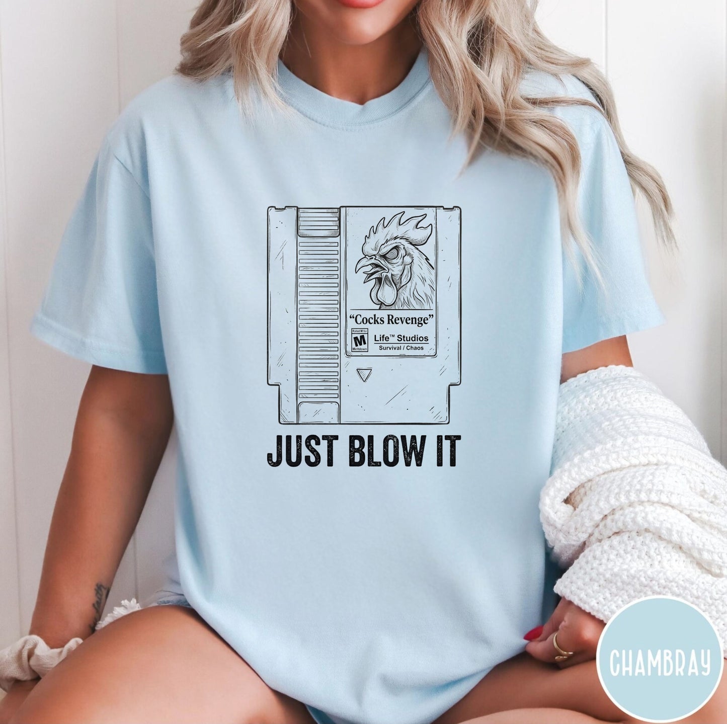 Retro Game Cartridge Shirt “Just Blow It” comfort colors Gamer Tee