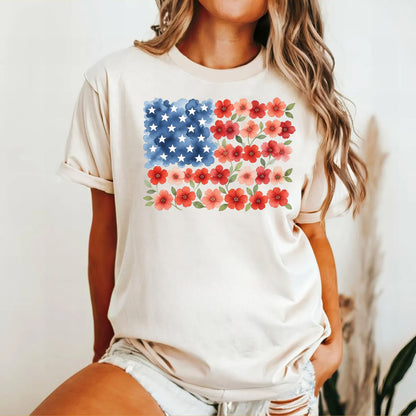 American Floral Flag T-Shirt