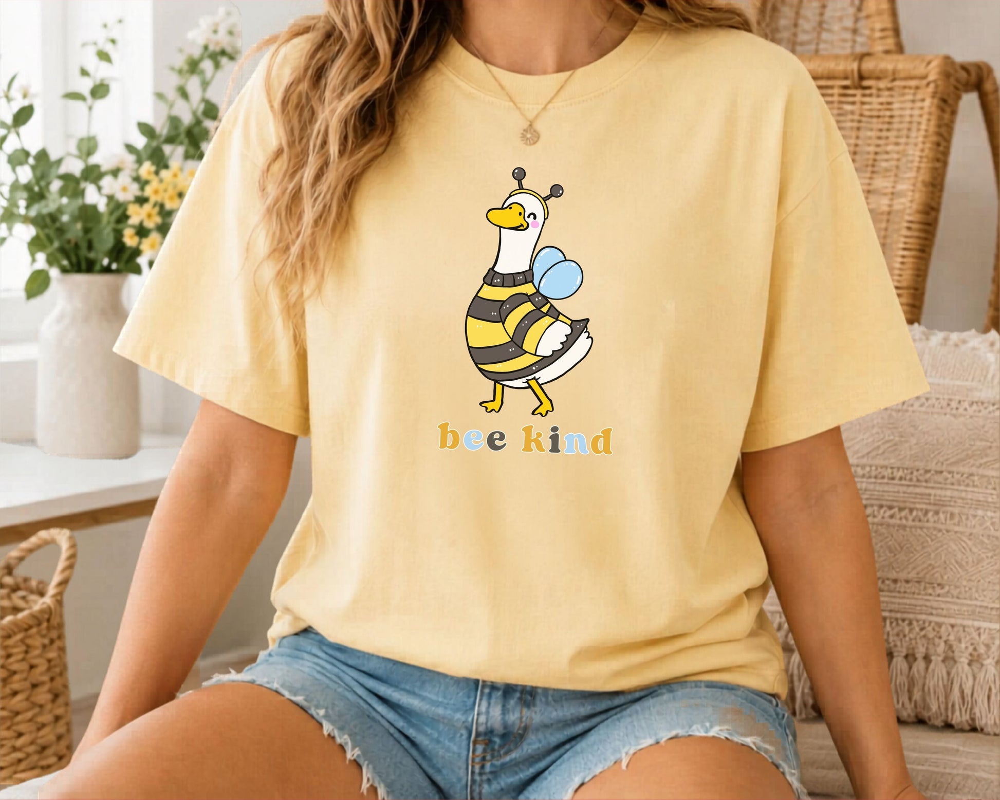 Bee Kind Silly Goose T-Shirt in Butter — funny bee costume graphic tee
